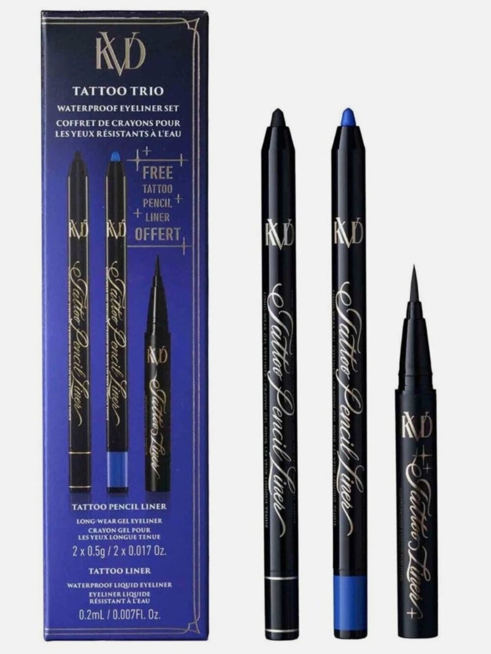 Kat Von D Tattoo Trio Waterproof Eyeliner Set - Azurite Blue/Trooper Black/Mini